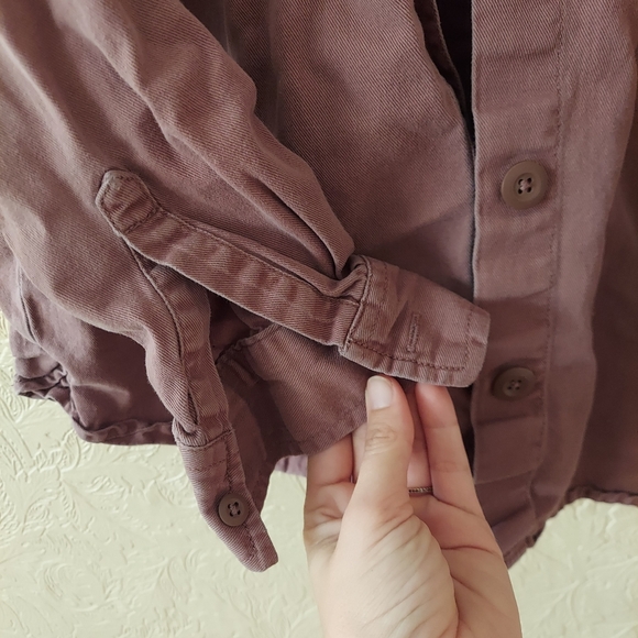 Old Navy brown 100% cotton button front shirt long sleeve Sz medium - Picture 2 of 9